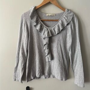 Vintage Y2K Gray Ruffle Sweater Debbie Morgan Size Small